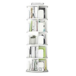 360° Rotating Bookshelf Bookcase Storage Shelf Freestanding Display Rack White