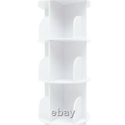 360° Rotating Bookshelf Display Rack Standing Bookcase Storage Holder White