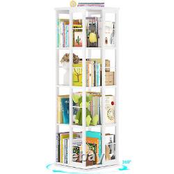 360° Rotating Bookshelf Display Spinning Floor Corner Bookcase Shelf Organizer