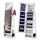360° Swivel Jewelry Cabinet With Lights, Full Length Mirror Foldable Makeup Shelf