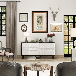 4 Door Cabinet Storage Cupboard Sideboard Living Room Display Modern Chest White