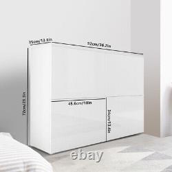 4 Door Storage Cabinet White High Gloss Front Sideboard Display Cupboard Best