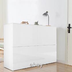 4 Doors Storage Cabinet White High Gloss Front Sideboard Display Cupboard Modern