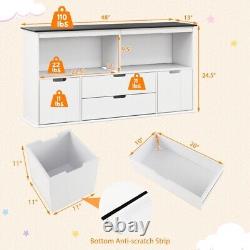 4-Drawer Kids Toys Storage Organizer Toddler Wooden Cabinet Open Display Shelves