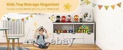 4-Drawer Kids Toys Storage Organizer Toddler Wooden Cabinet Open Display Shelves