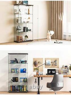 4 Shelf 2 Door Glass Display Cabinet 64H X 32L X 14W, Wine/Toy Display Rack