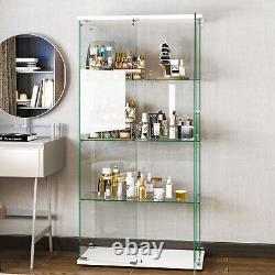 4 Shelf 2 Door Glass Display Cabinet 64H X 32L X 14W, Wine/Toy Display Rack