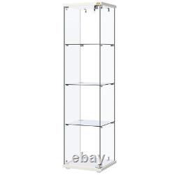 4 Shelf Glass Display Cabinet Glass Curio Cabinet Bookshelf Showcase with Lock