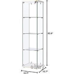 4 Shelf Glass Display Cabinet Glass Curio Cabinet Bookshelf Showcase with Lock