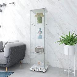 4-Shelf Glass Display Cabinet Glass Curio Cabinets Bookshelf Display Trophy Case