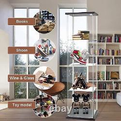 4-Shelf Glass Display Cabinet Glass Curio Cabinets Bookshelf Display Trophy Case