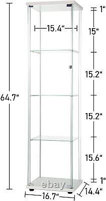 4-Shelf Glass Display Cabinet Glass Curio Cabinets Bookshelf Display Trophy Case