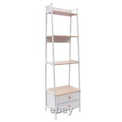 4-Shelf Ladder Bookshelf Book Magazine Storage Display Rack Organizer White