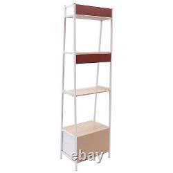 4-Shelf Ladder Bookshelf Book Magazine Storage Display Rack Organizer White