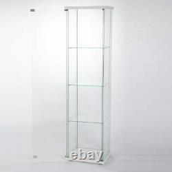 4-Shelf Tempered Glass Cabinet Storage Display Cabinet Bookshelf for Living Room