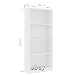 4-Tier Book Cabinet Bookcase Storage Organizer Display Storage Bookshelf White