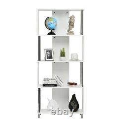 4-Tier Bookcase Modern Display Shelf Organizer Snaking Storage Rack White