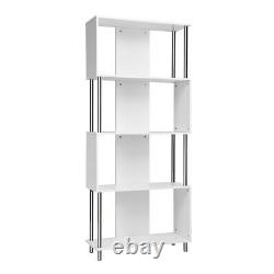 4-Tier Bookcase Modern Display Shelf Organizer Snaking Storage Rack White