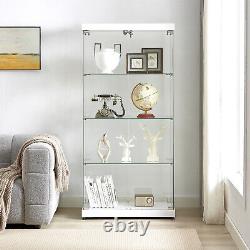 4-Tier Glass Display Cabinet Curio Cabinet Bookshelf Storage Cabinet for Home