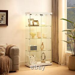 4-Tier Glass Display Cabinet Curio Cabinet Bookshelf Storage Cabinet for Home