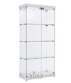 4-Tier Glass Display Cabinet Curio Cabinet Storage Cabinet Bookshelf for Home