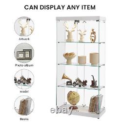 4-Tier Glass Display Cabinet Curio Cabinet Storage Cabinet Bookshelf for Home