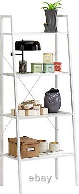4 Tier Ladder Shelf, Wooden Leaning Bookshelf, Storage Display Shelves, Open Boo