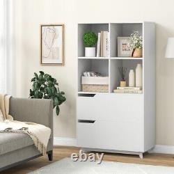 4-Tier Living Room Open Display Storage Bookcase With 2 Drawers & 4 Storage Cube