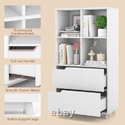 4-Tier Living Room Open Display Storage Bookcase With 2 Drawers & 4 Storage Cube