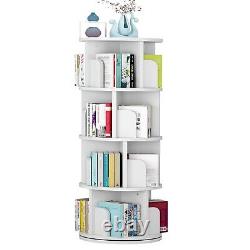 4-Tier Rotating Corner Bookshelf Open Display Storage Shelf Wood Bookcase White