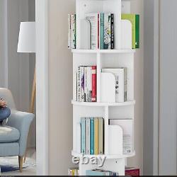 4-Tier Rotating Corner Bookshelf Open Display Storage Shelf Wood Bookcase White