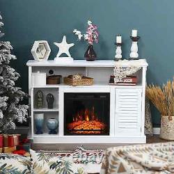48'' Electric Fireplace TV Stand for TVs up to 55 Storage Display Shelf White