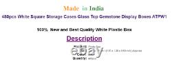 480pcs White Square Storage Cases Glass Top Gemstone Display Boxes ATPW1