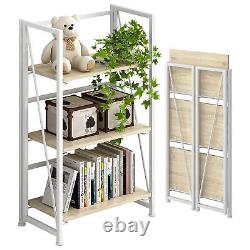 4NM Standing 3 Tiers Display Folding Study Home Office Storage Bookshelf, White