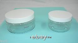 4oz/ 8 oz Short PET Plastic Clear Containers Jars w Lined Cap Pick Lot & Color