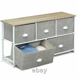 5 Drawers Dresser Storage Unit Side Table Display Organizer Bedroom Wood White