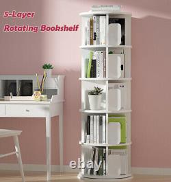 5-Layer Rotating Bookshelf 360° Bookcase Freestanding Storage Shelf Display Rack