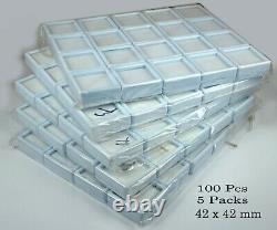 5 Pack 100 Pcs/42mm White Plastic Box Storage For Gemstones/Diamond Gem Display