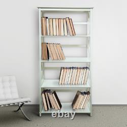 5 Shelf Bookcase Bookshelf Tall Wide Display Storage Shelving Solid Wood White
