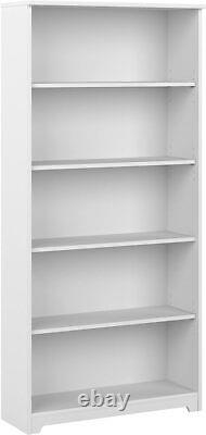 5-Shelf Bookcase Large Open Bookshelf White Sturdy Display Cabinet for Library