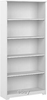 5-Shelf Bookcase Large Open Bookshelf White Sturdy Display Cabinet for Library