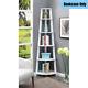 5-shelf Corner Bookcase Space Saving Compact Home Office Display Storage White