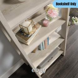 5-Shelf Ladder Bookcase Home Office Display Storage Rustic Farmhouse Off-White