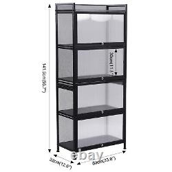 5 Shelf Modern Bookcase Bookshelf Home Display Rack Storage Cabinet and Doors