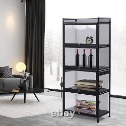 5 Shelf Modern Bookcase Bookshelf Home Display Rack Storage Cabinet and Doors