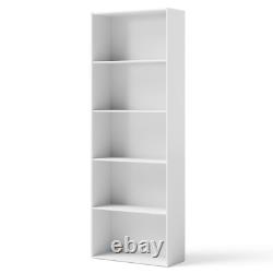 5-Shelf Storage Bookcase Modern Multi-Functional Display Cabinet Furniture White