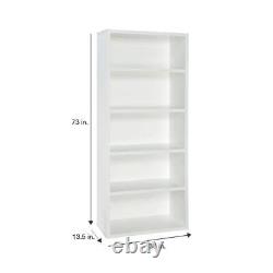 5-Tier Bookcase Adjustable 5 Shelves Home Decors Display Storage Organizer White