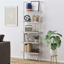 5-Tier Bookcase Bookshelf Leaning Wall Shelf Ladder Storage Display Furniture US