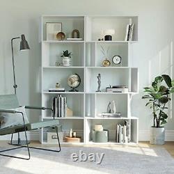 5 Tier Bookcase, Bookshelf with Storage and Display Cabinet, Open Book White