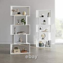5 Tier Bookcase, Bookshelf with Storage and Display Cabinet, Open Book White
